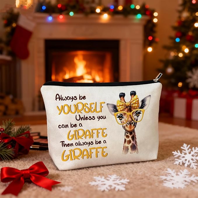 CLHHM Giraffe Gifts for Women, Giraffe Makeup Bag, Always be Yourself Unless You Can be a Giraffe Then Always be a Giraffe Gifts for Daughters Giraffe Lovers Mom, Grandma, Aunt, Sister