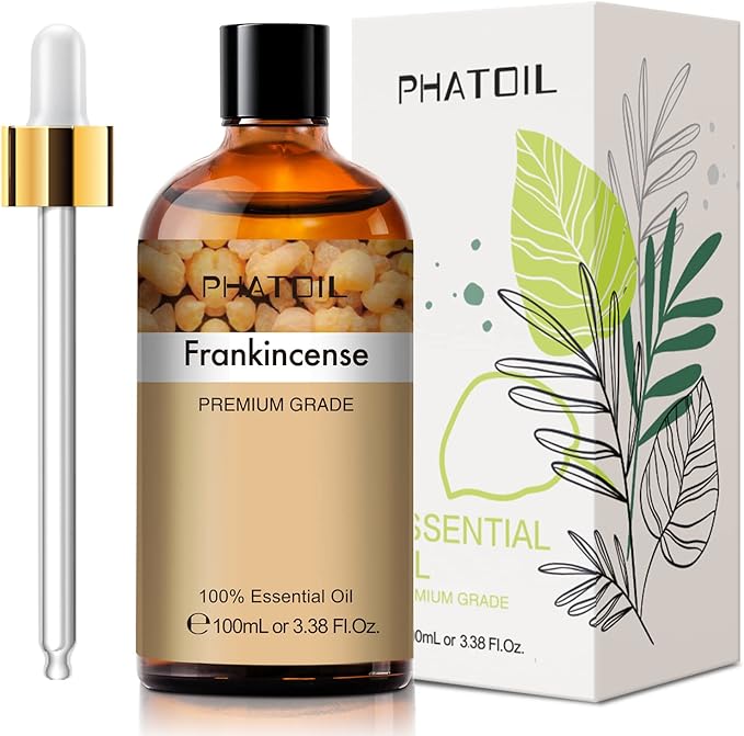PHATOIL Frankincense Essential Oil 100ML, Essential Oils for Diffuser, Humidifier, Aromatherapy, Perfect for DIY Soap, Candle, Bath Bombs Making