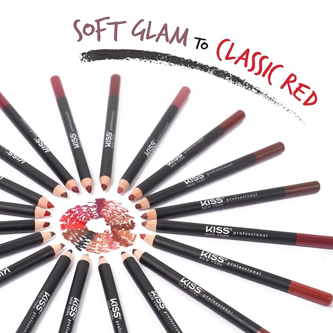 KISS New York Professional Slim Lip Pencil, Creamy Soft Lip Liner, Smooth Long-Lasting Rich Lip Color, Natural Lip Makeup, Water-Resistant Lip Crayon (Black)