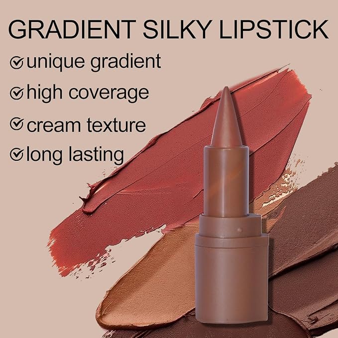 Erinde 2-in-1 Lip Liner and Lipstick Lip Combo Set, Matte Nude Dark Brown Red Lip Liner Creamy Lip Pencil Crayon, High Pigmented Long lasting Lipstick Makeup, 3PCS