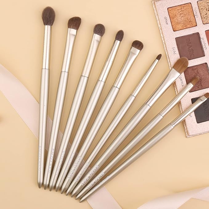 ENZO KEN Natural Goat Hair Eye Shadow Brush Set, Pony Hair Eyeshadow Brushes Set, Small Nose Contour Brush, Angled Eyeshadow Brush, Eyeshadow Blending Brush, Eye Makeup Brushes Set Professional - E200