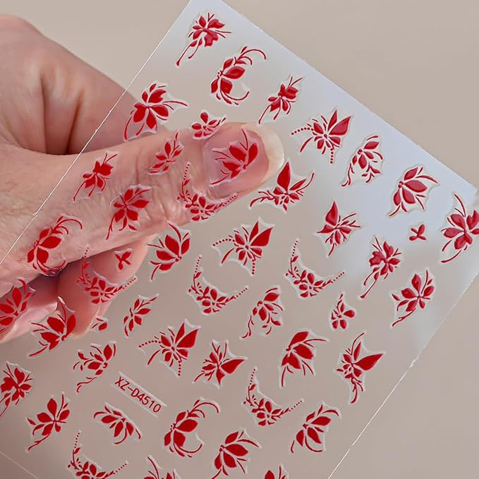 12 Sheets Valentines Nail Art Stickers Love Heart Nail Stickers Lip Nail Decals Red Self Adhesive Love Nail Art Supplies for Women Girls DIY Manicure Nail Art Decorations