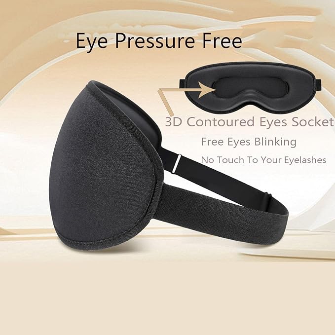 Sleep Mask for Side Sleeper Women Men,Blackout Eye Masks for Sleep,3D Contoured Sleeping Mask,Breathable Adjustable Eye Cover Blindfold with lash Extensions for Trave,Nap,Night Work