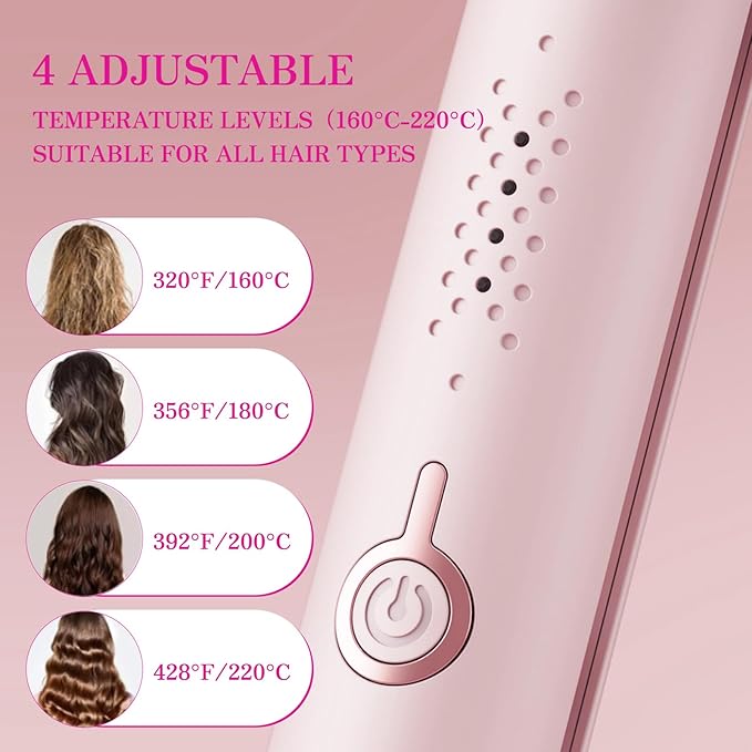Waver Curling Iron Hair Crimper 1.25 Inch Crimper Hairs Tool with Ceramic 3 Barrel Ionic Deep Hair Waver for Women Hairs Curler for Long & Short, Easy to Use, Dual Voltage, Anti-Scald (Pink)
