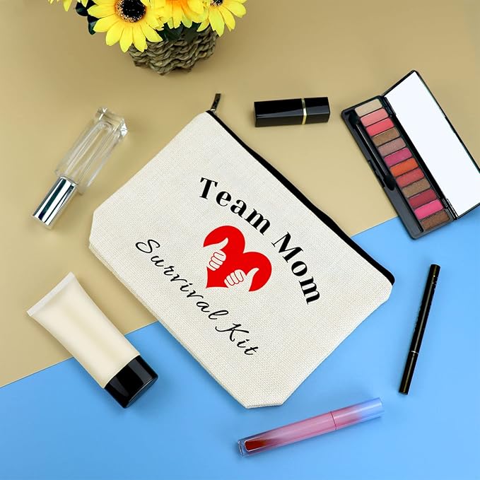 Team Mom Gifts Team Leader Thank You Gift for Women Makeup Bag Cosmetic Bag Pouch Team Mom Appreciation Gifts Birthday Gifts for Coach Mom Baseball Soccer Football Basketball Badminton Swimming Leader