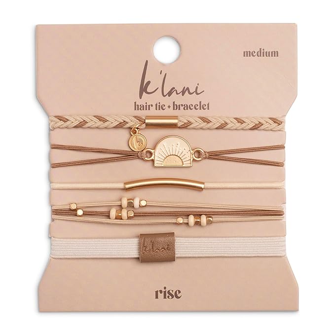 K'lani Hair Tie Bracelets for Women - Elastic Hair Bands That Double as Stylish Jewelry - Rise - Large