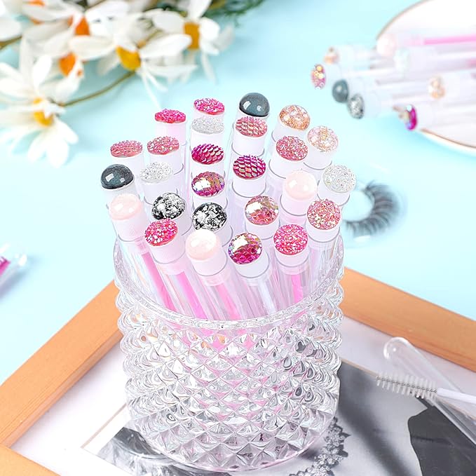 Dming 20 Pieces Eyelashes Brush Container Disposable Mascara Bruush Wand Case Lash Spoolies Tube Spoolie Holder Makeup Brush for Eyelash Extension Mix
