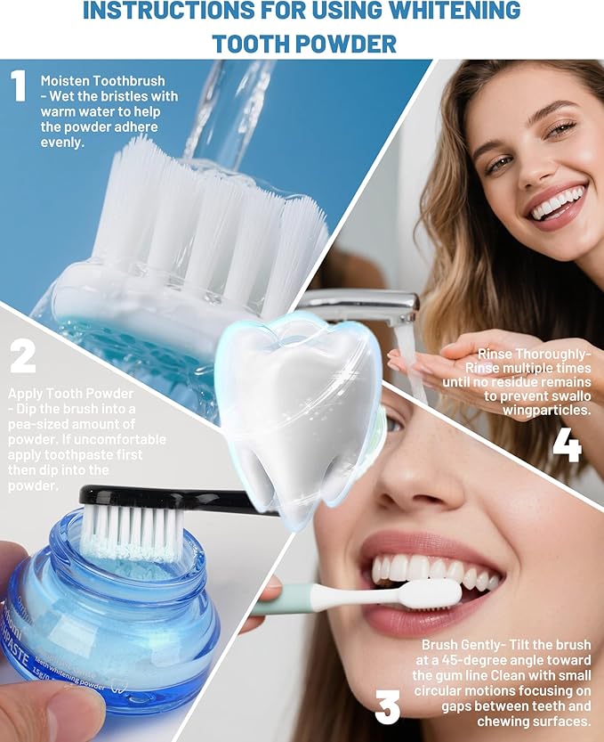 Teeth Whitening Powder, Toothpaste Whitening Powder Stain Removal Without Sensitivity, Natural Teeth Whitener Refreshing Mint Flavor Breath Freshener, 0.5 Ounce (Pack of 1)