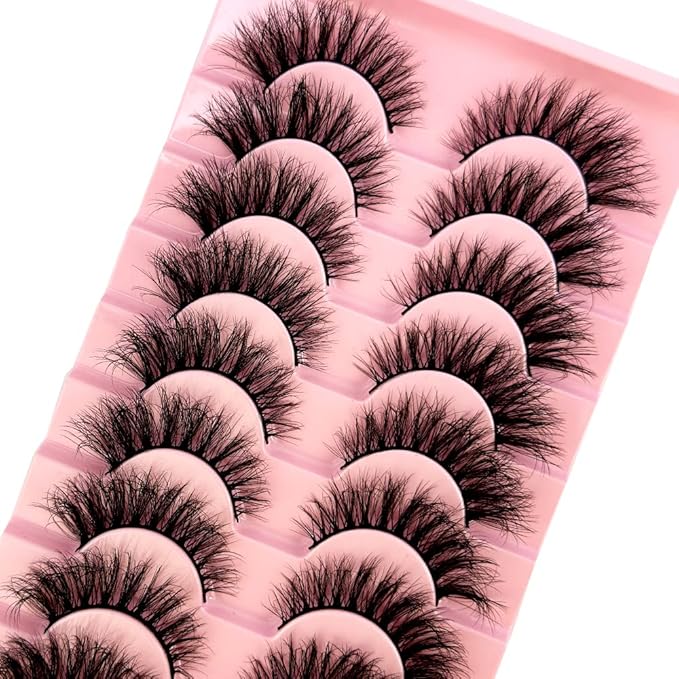 HBZGTLAD Soft Mink Eyelashes 3D Curl Winged End Eye Elongated Fake Lashes Thick Handmade Natural False Eyelash Messy Cross Lash Wholesale (WF09#)