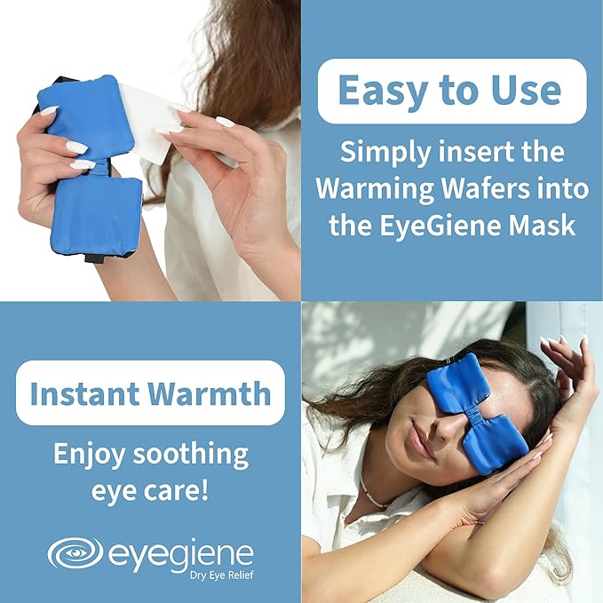 EyeGiene Insta-Warmth Eye Mask - Portable Self Heating Masks for Dry Eyes -Multi-Use Heat Treatment for Dryness, Fatigue, Styes, Blepharitis - Steam Eye Mask - Warm Compresses for Dry Eyes (1 Eyemask)