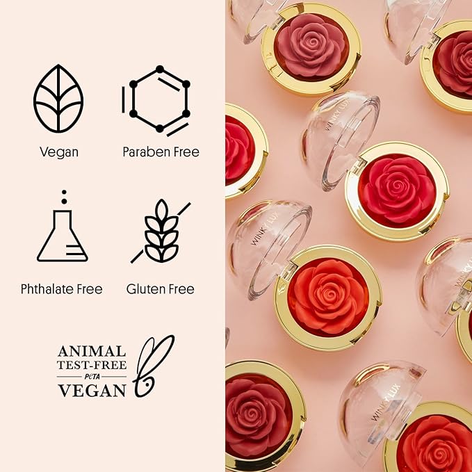 Winky Lux Cheeky Rose Cream Blush – High Pigment, Weightless Color for Cheeks, Effortlessly Blendable Makeup with Vitamin E, Warm Toned Rose, Crown