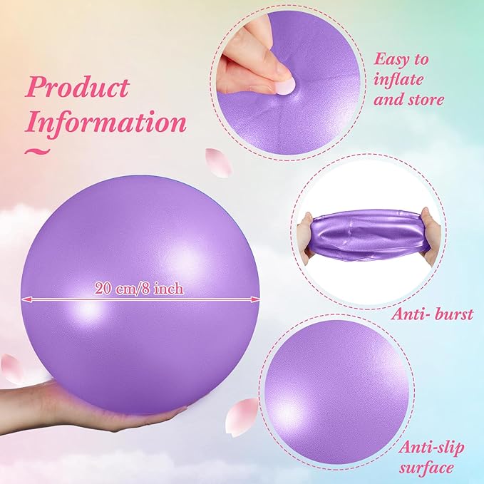 Aoriher 10 Pcs Small Exercise Pilates Ball 9 Inch Mini Yoga Balls Anti Burst and Slip for Stability, Fitness, Physical Therapy, Stretching & Core Strength Workout at Home Gym Office