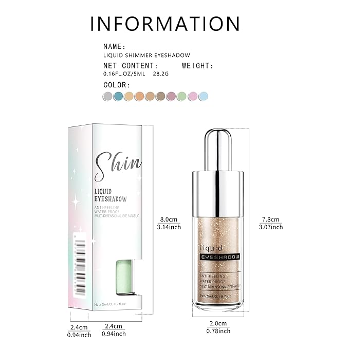 Gunmetal Gray Shimmer Liquid Eyeshadow, Longwear Waterproof Eye Shadow Cream, Buildable Highly Pigmented Blendable Eye Makeup,Vegan Cruelty-Free Paraben-Free for Older Women Stage makeup 06#
