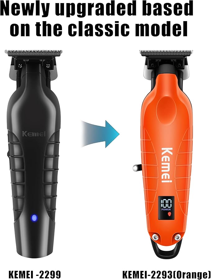KEMEI 2293 Professional Hair/Beard Trimmer for Men Zero Gapped Hair Clippers for Barber with T Blade, Rechargeable, Cordless