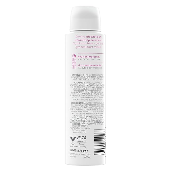 Dove Whole Body Deo Alcohol Free Deodorant Spray for Women Gardenia Breeze 4 oz (Pack of 2)