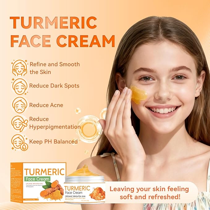 4-Piece Turmeric Skincare Set with Face Wash, Cream, Soap Bar, Bubble Net, Facial Cleanser for All Skin Types, Soothing Hydrating Formula