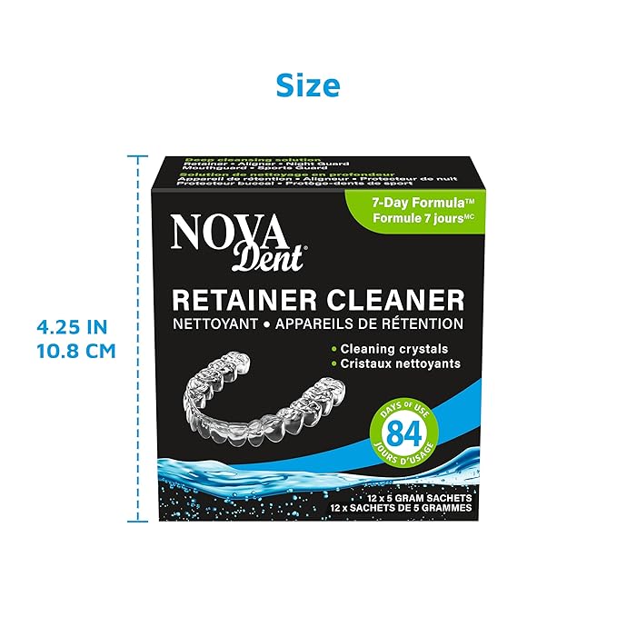 Novadent Retainer Cleaner – For Aligner, Night Guard, Mouthguard, Sports Guard - 84-Day (12 sachets)