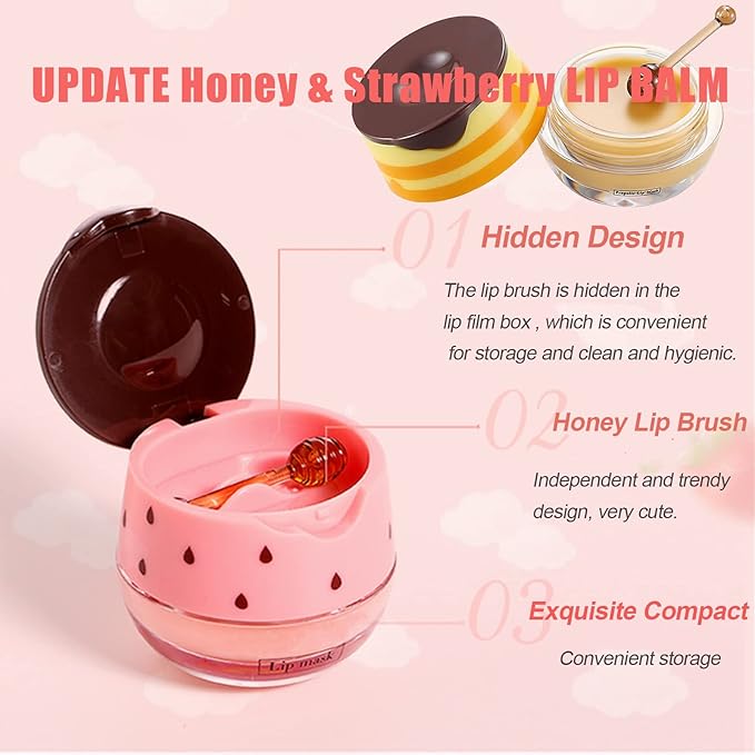 Strawberry Lip Balm Honey Pot, Strawberry Exfoliator(1-Strawberry)