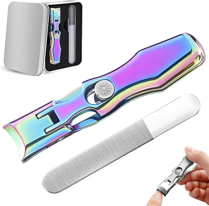 German Nail Clippers for Men, Upgraded Ultra Sharp Stainless Steel Nail Clippers for Thick Nails, Luxurious Ultra Sharp Nail Clippers Set with Nail File for Seniors Men Women (Color)
