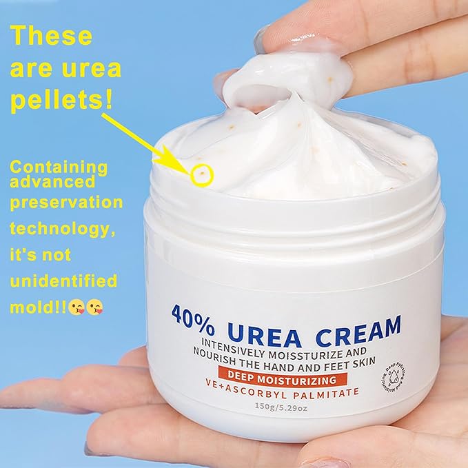 Urea Cream 40 Percent for Feet Maximum Strength, Moisturizes Foot Cream for Dry Cracked Heels and Feet Hand Knees Elbows Urea Cream for Feet Removes Calluses Dead Skin and Soften Toenails 5.29 Oz
