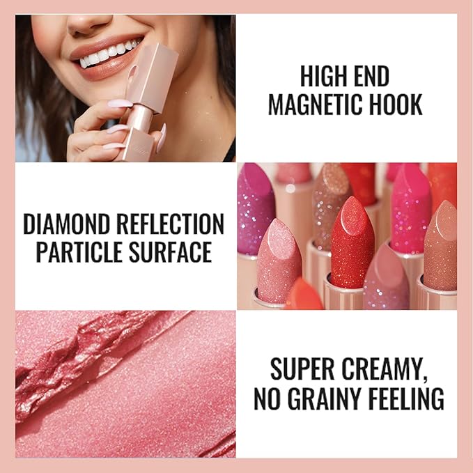Oulac Infinity Moisture Shine Lipstick - High Shine Shimmery Finish, Super Creamy Texture, Medium to High Coverage - Gluten Free, PG10 Pink Moon