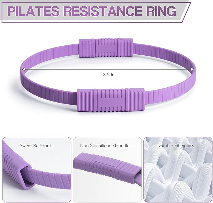 Pilates Ring Set for Women, Pilates Ring and Ball Set with 5-Level Resistance Bands for Core Strength, Stretching, Toning & Full Body Home Workout Pilates Equipment