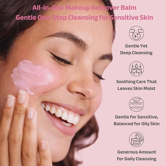 Deep Pure Cleansing Balm, Gentle Natural Face Makeup Remover Balm with CICA & Plant Oils, Nourishing & Hydrating, Removes Makeup & Sunscreen, for Oily, Dry & Sensitive Skin, Pore-Cleansing , 3.5 fl oz