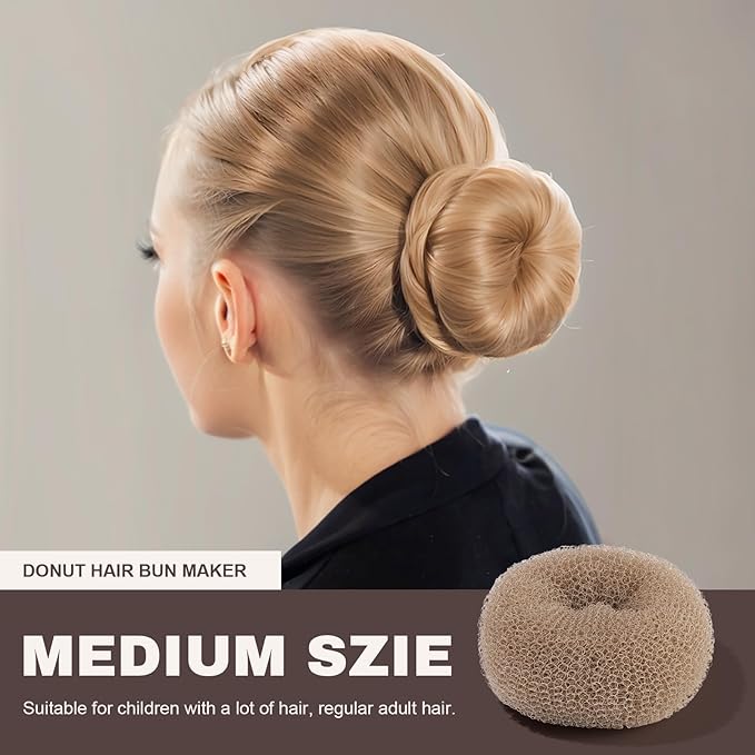Teenitor Hair Bun Shaper Set, 4pcs Hair Donut Bun Maker(Extra-large, Large, Medium, Small) with 20pcs Bobby Pins, Tan Brown