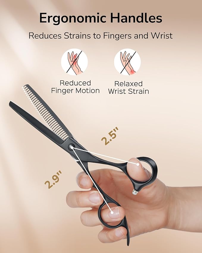 ULG Seamless Thinning Shears – Professional Stainless Steel, Teflon Coated, 32-Teeth Texturizing Scissors, Precision Serrated Blades for Natural Thinning and Layering, Ideal for Stylists and Barbers