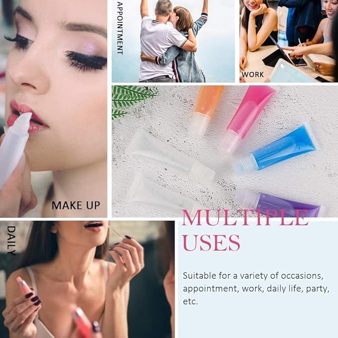 AMORIX 5ml Lip Gloss Wand Tubes and 10ml Squeeze Tubes Bundle
