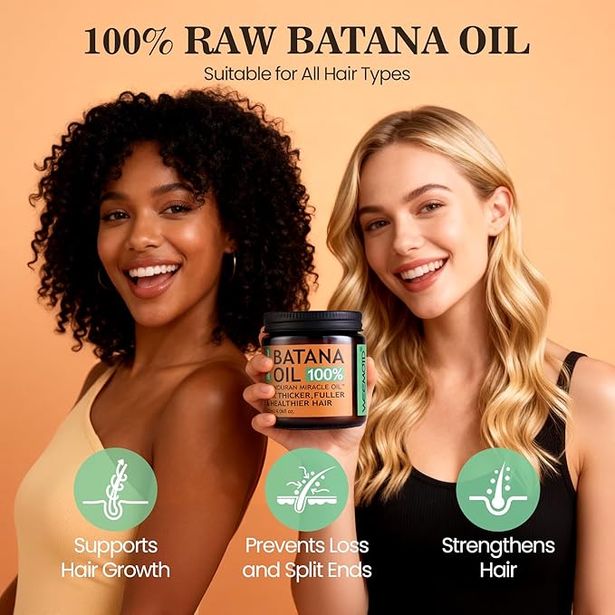 Batana Oil for Hair Growth Dr Sebi, 100% Raw Organic Batana Hair Mask from Honduras, Wild Growth Hair Oil, Scalp Oil Promotes Hair Thickness, Prevents Loss for Men & Women (4.06 Fl Oz, Nutmeg)