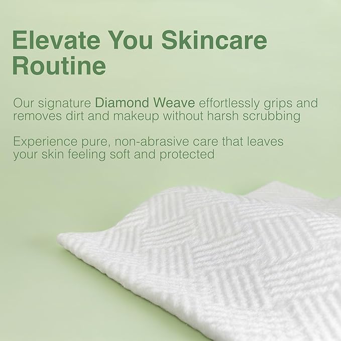 verttech™ Diamond Weave Face Towelettes Disposable XL, 100 Count (2PK), 10"x12" Clean Towels for Face, Disposable Facial Towels & Washcloths, Makeup Remover Wipes & Face Towels Clean Skin