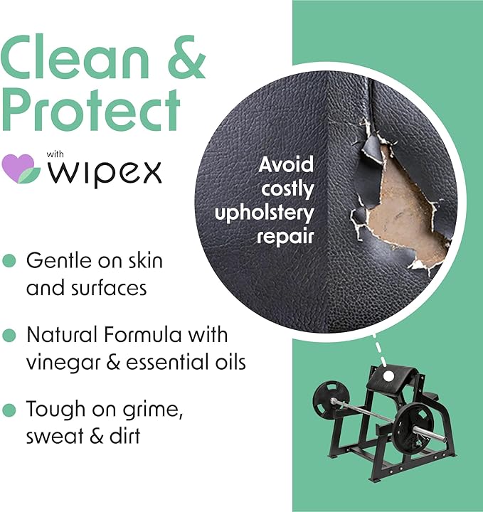 Wipex Yoga Mat Cleaner Wipes - Plant-Based Lemongrass, Eucalyptus & Vinegar Wipes for Gym & Fitness Equipment & All Purpose Gym Cleaning - Safe for Peloton Bikes & Treadmills - 400 Count