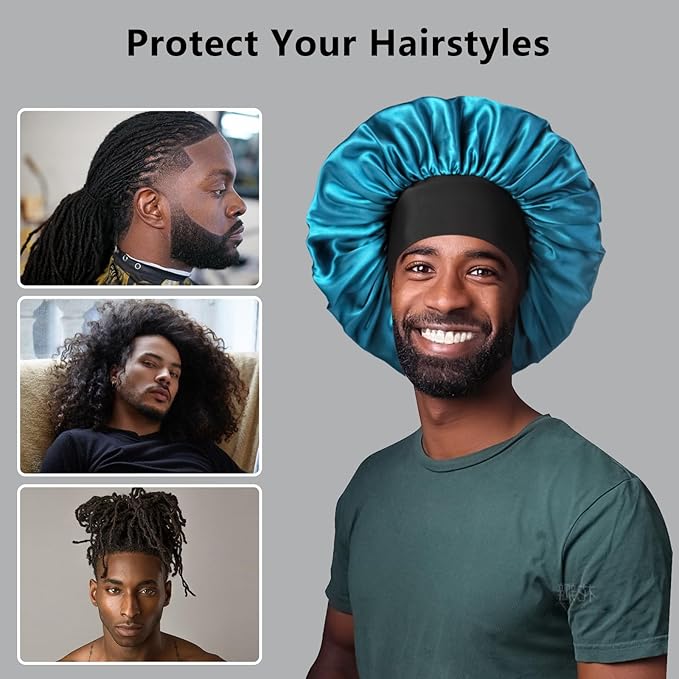 2pcs Bonnets for Men, Double Layer Hair Bonnet Satin Bonnet for Women Curly Hair Braids
