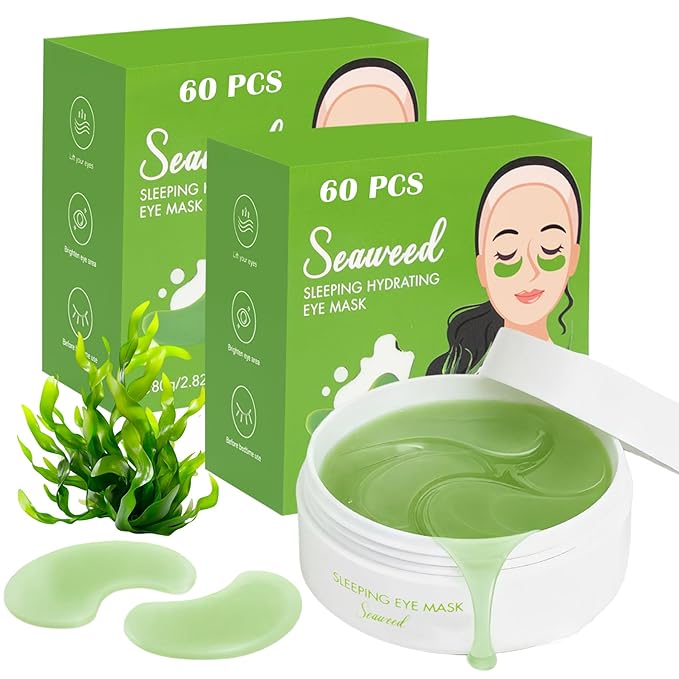 Belluxe 2 Pack Seaweed Eye Mask – 60 Pairs, 120pcs | Hydrating & Soothing Under Eye Patches for Dark Circles & Puffiness, Refreshing Under Eye Mask for Tired Skin
