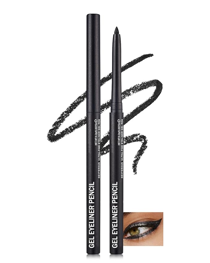 Black Glitter Gel Eyeliner Pencil Waterproof, Metallic Retractable Cream Smooth Eye Liner Pencils, Long Lasting Waterline Hypoallergenic Eyeliner Pen, Highly Pigmented Smudge-Proof Makeup for Women-12