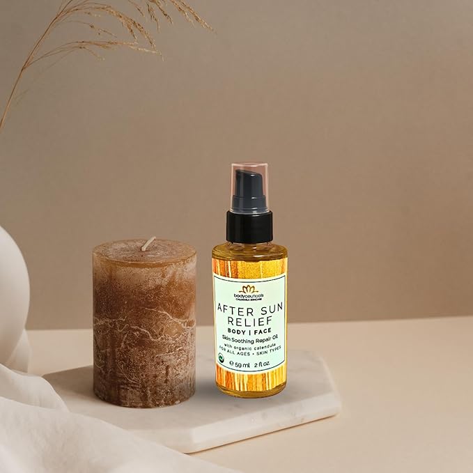 Bodyceuticals Organic Calendula After Sun Oil – Moisturizing Face and Body with Olive Oil and Vitamin E, Lightweight Formula for Normal to Oily Skin, 2 oz