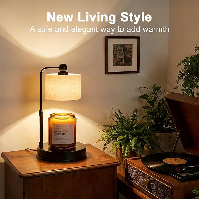 Candle Warmer Lamp with Timer ,Dimmable Candle Wax Warmer, Height Adjustable Electric Candle Lamp Warmer with 2 Bulbs, Birthday Gifts for Women Mom House Warming,Vintage Home Decor for Bedroom
