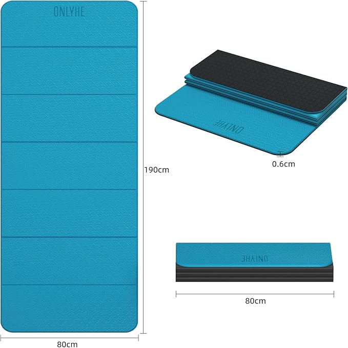 Foldable Yoga Mat 75"x31.5"x0.24" - Extra Large Lightweight TPE Exercise Mat, Double Non-Slip for Pilates, Home Workouts & Outdoor Use