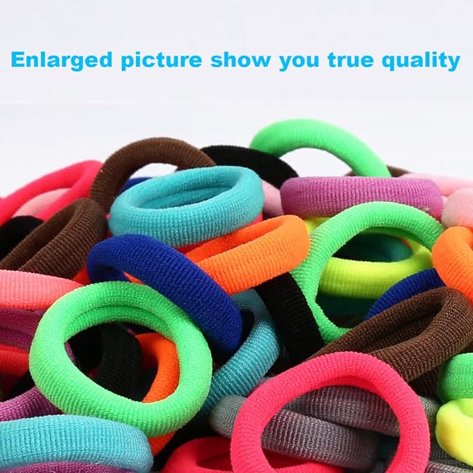 Baby Hair Ties, Cotton Toddler Hair Ties for Girls, Kids Seamless Hair Bands, Girls Elastic Ponytail Holders, Diameter 0.97 Inch and Assorted Colors by Qarwayoc