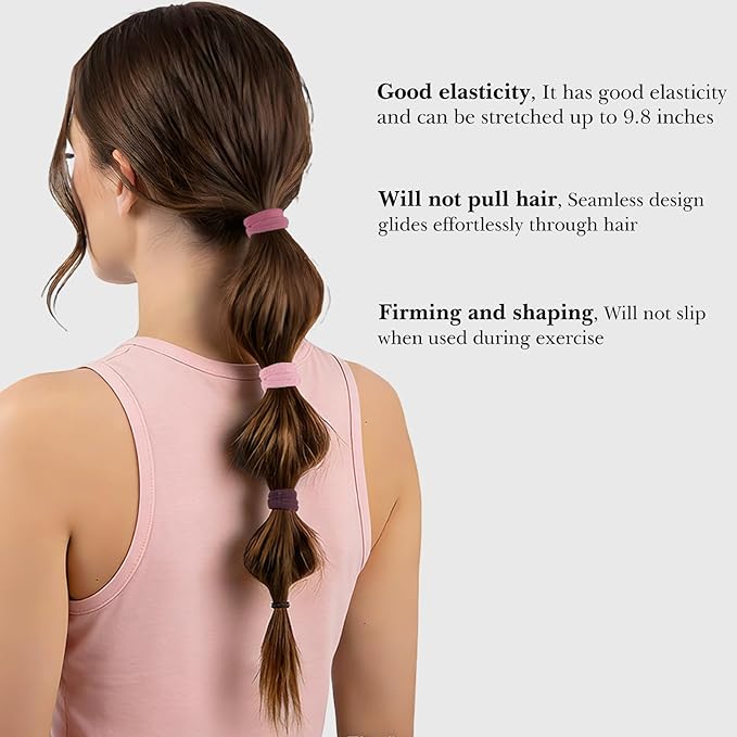 100PCS Hair Ties for Thick Hair, Seamless Nylon Elastic Ponytail Holders Stretchy Hair Bands for Women Girls