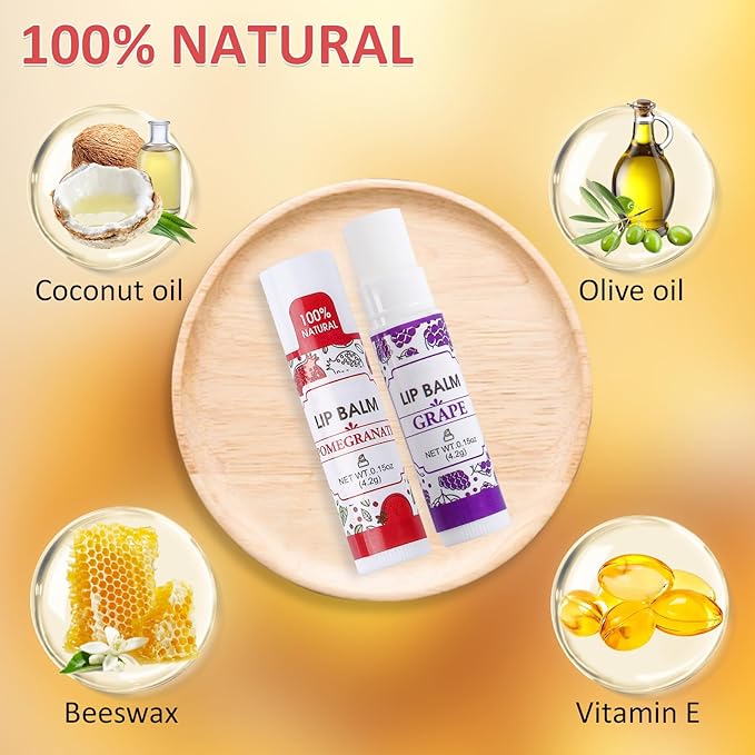 32 Pack Lip Balm, Natural Lip