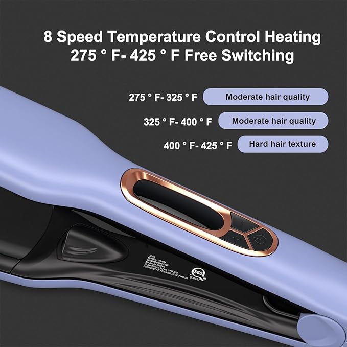 JINRI Hair Brush, Hair Iron, Pumped-Up Volume, Adjustable Temp, 360 ° Tail Rotation, Lasting Volume, for Short Or Thin Hair, Dual Voltage (100-240V), Volumizing Hair Iron, Blue, 1.32 inch