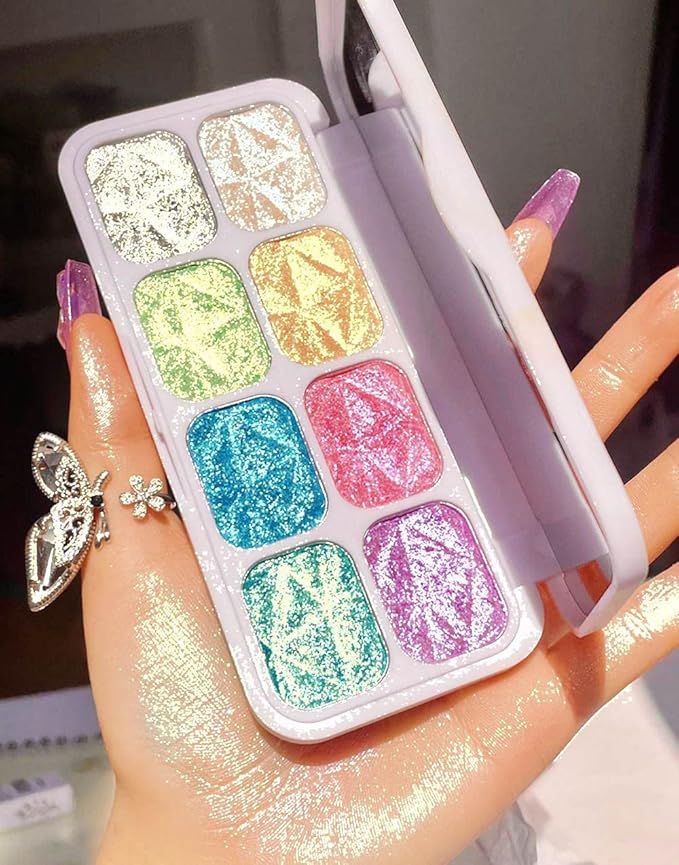 8 Color Face Cheek Highlighter Makeup Palette Shimmer