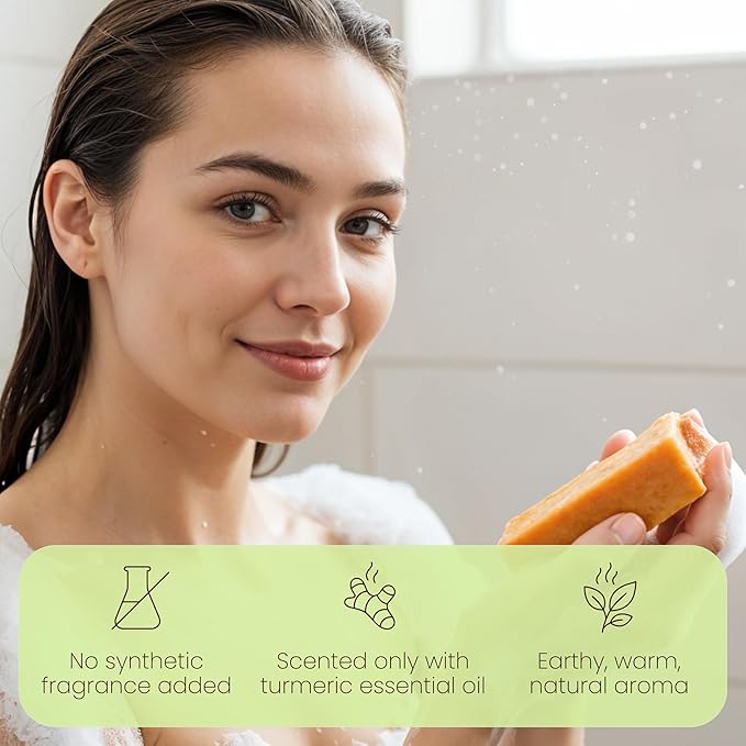 Aspen Kay Naturals Turmeric Soap for Face & Body - With Organic Shea Butter, Chamomile & Calendula - Gentle Turmeric Face Wash, All Skin Types, Made in USA 4.5 oz Bar