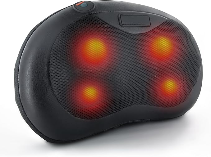 Shiatsu Neck Massager Pillow with Heat, Deep Tissue Kneading Back Massagers for Pain Relief - Neck Pillow Massager & Heated Back Massager for Shoulder, Waist, Legs - Ideal Gift for Home, Car, Office