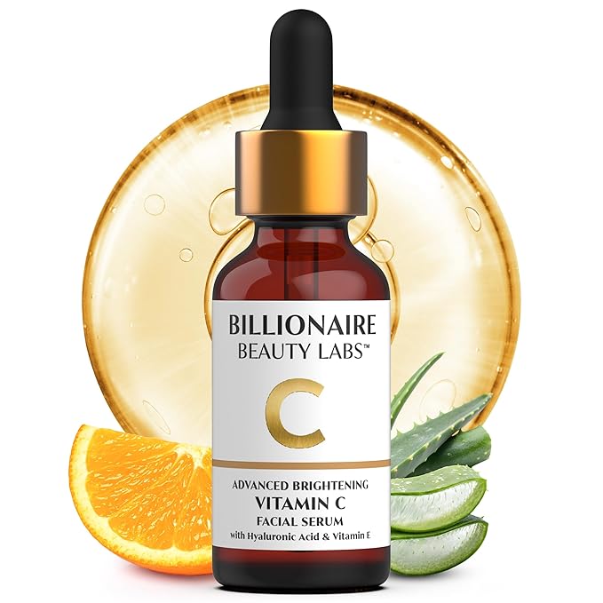 Billionaire Beauty Labs Vitamin C Serum for Face with Hyaluronic Acid, Vitamin E & Botanical Extracts – Advanced Facial Serum for Radiance, Hydration & Smoother Skin, 60ml 2oz