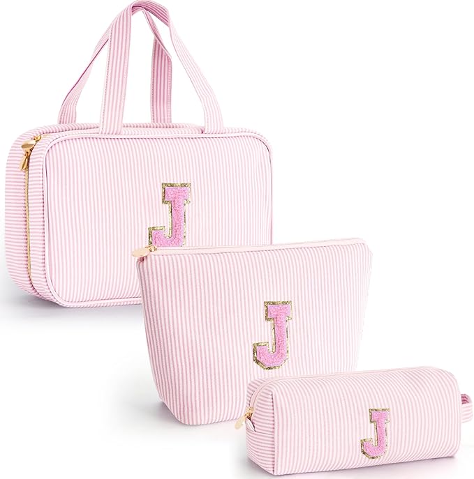 Fystdtote Birthday Gift for Girls Toiletry Bag Makeup Bag Cosmetic Bag Teacher Gifts for 3 4 5 6 7 8 9 10 11 12 13 Year Old Girls - Pink J