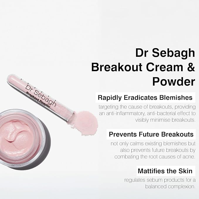 Dr Sebagh Complete Breakout Solution for Oily Skin - 1 x Balancing Cream (1.7 fl oz.) & 5 x Spot Treatment Powders (0.07 oz.) | Award-Winning | Rapid & Effective Results for Blemish-Prone or Oily Skin