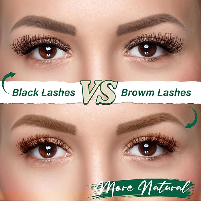 KEYYOU Brown Lash Clusters 144pcs Eyelash Clusters 8-18MIX D Curl Cluster Lashes Soft Wispy Lashes Clusters Natural Look Brown DIY Lash Extension At Home(Brown04-D-8-18MIX)